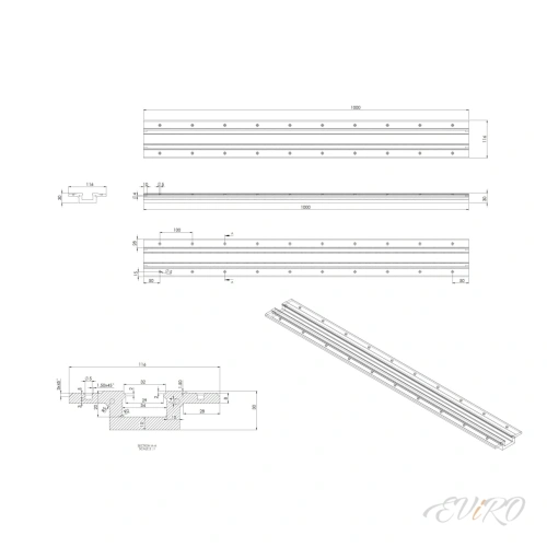 Гипсовый встраиваемый профиль EViRO под LED освещение Модель 3